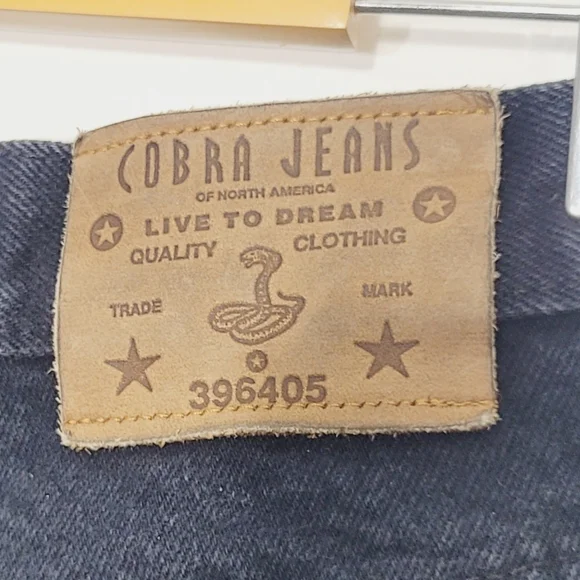 COBRA JEANS Vintage Black 100% Cotton Wide Leg Short Unisex Oversized Size 31 - Picture 9 of 14